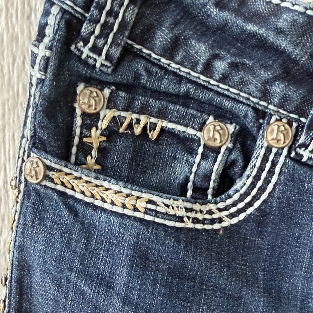 Rock and Roll Cowgirl Low Rise Bootcut Rhinestone denim jeans sz 26 x 36 - Picture 8 of 14